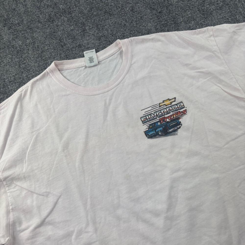 Gildan Silverado Trucks T-Shirt 2XL White Short Sleeve Graphic Chevrolet Men's